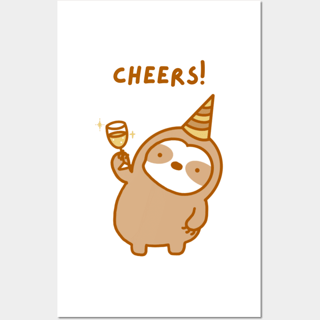 Cheers Celebration Sloth Wall Art by theslothinme